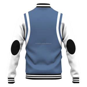Custom <b>Men</b> Wool Blend Windproof Henry Collar Varsity <b>Jacket</b> <b>White</b> Faux Leather Sleeve Chenille Streetwear Letterman - Product Image 2