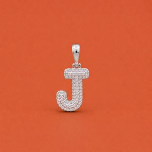 Pendentif Breloque Lettre J Moissanite Diamant Argent 925 Bicolore Style Hip Hop Iced Out - Product Image 1