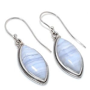 Handmade Celestial Blue Lace Agate <b>Earrings</b> 925 <b>Solid</b> Sterling <b>Silver</b> Natural Gemstone Jewelry For Women Gift - Product Image 4