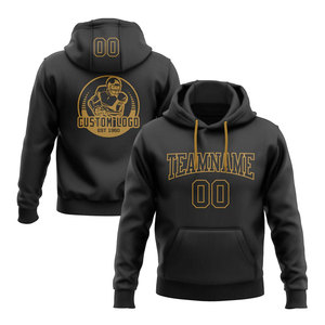 เสื้อฮู้ดฟุตบอลสีดำปักลายแบบสั่งทำพิเศษ สีดำทองโบราณ ทรงพอดีตัวแบบพรีเมียม ผ้าฟลีซหนานุ่ม - Product Image 1