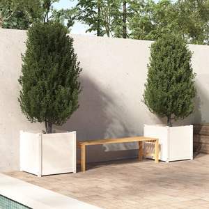 Ensemble de 2 jardinières en bois de pin massif blanc 23,6x23,6x23,6 pouces Pots et jardinières à fleurs - Product Image 1