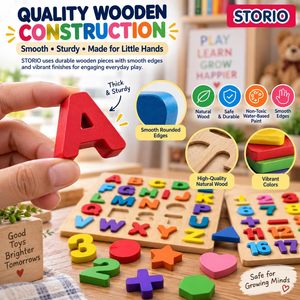 STORIO Juego de rompecabezas de madera con letras del alfabeto y números para niños, juguete educativo para aprender letras, matemáticas y geometría - Product Image 5