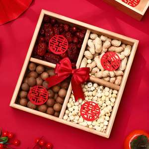 Designer Eco-Friendly Round Wooden Dry Fruit <b>Box</b> with Multiple Sections Suitable for Nuts Chocolates <b>Sweets</b> Gift Presentation - Product Image 6