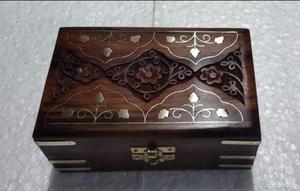 Handmade Wooden Jewelry <b>Box</b> Brass Inlay Floral Carved Storage Organizer Rectangular <b>Keepsake</b> Case for Home Gift - Product Image 4