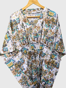 Robe kimono imprimée pour femmes, col en V, manches courtes, longue, avec cordon de serrage - Product Image 5