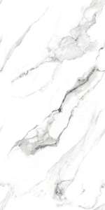 Azulejos de porcelana con efecto mármol blanco minimalista de 600x1200 mm con superficie brillante para pared interior de baño - Product Image 4