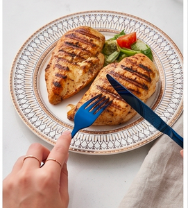 Superior Quality Stainless Steel Flatware <b>Set</b> Matte Finished With Metal Handles Includes 4 Pieces Fork Spoon Knife Blue <b>Colour</b> - Product Image 5