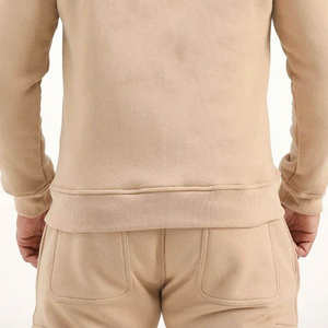 Conjunto deportivo informal de hombre con logotipo personalizado, color marrón claro, de alta calidad, con cremallera, corte ajustado, OEM - Product Image 3