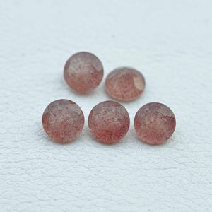 อัญมณีควอทซ์สตรอเบอรี่สีแดงธรรมชาติเจียระไนทรงกลมเจียระไนแบบหลวม10มม. ออกแบบได้ตามต้องการ - Product Image 1