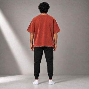 เสื้อยืดโอเวอร์ไซส์ผ้าฝ้ายซักนุ่มสำหรับผู้ชาย หนัก 360 กรัม เป็นมิตรกับสิ่งแวดล้อม ขอบดิบ ทรงบ็อกซี่ ไหล่ตก คอกลม สไตล์ลำลอง - Product Image 2