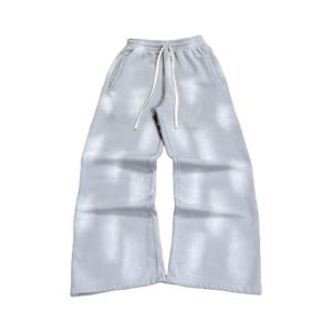 กางเกงวอร์มทรงขาบานแบบวินเทจ ย้อมสีแบบแอซิดวอช รุ่นปี 2026 สำหรับผู้ชาย มีซิปด้านข้าง แต่งขอบดิบ ลายทาง กางเกงวอร์มทรงขาบานสำหรับผู้ชาย - Product Image 5