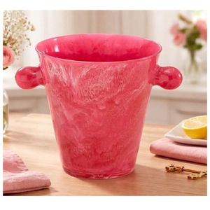Seau à glace en résine artisanale à motif tourbillonnant, refroidisseur de bouteilles de vin avec poignées, pour fêtes, articles de bar et décoration de table. - Product Image 2