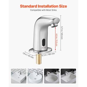 Grifo Automático para Lavabo de Baño con Sensor de Movimiento, Grifo sin Contacto para Inodoro con Cubierta para Orificio de Agua Fría, Funciona con Batería - Product Image 3