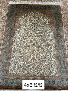 Alfombras persas turcas Alfombra lavable floral de seda anudada a mano para sala de estar DE LA India - Product Image 2