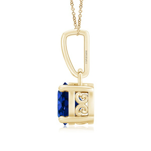 Colgante Solitario Clásico y Moderno para Mujer, Oro 10K 14K 18K, Plata 925/935, Zafiro, Engaste de Garra, Bañado en Rodio, Joyería Fina para Boda - Product Image 4