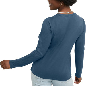 T-shirts à manches longues pour femmes de haute qualité, écologiques, design personnalisé, premium - Légers, 100% coton, coupe ajustée, respirants, unis - Product Image 3