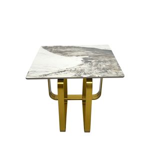 Tavolo rettangolare con struttura in metallo dorato con Console in pietra sinterizzata da salotto - Product Image 6