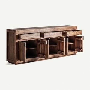 Modern Luxury Nordic Solid Wood <b>Sideboard</b> Fluted Doors 224 cm <b>sideboard</b> made of recycled solid wood Dining <b>Storage</b> Cabinet - Product Image 3