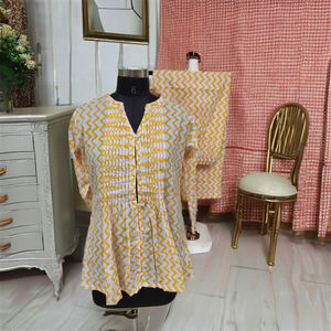 Conjunto de Pijama de Verano para Mujer, Estampado Floral, Cuello en V, Manga Larga, Algodón Estampado a Mano, Transpirable y Cómodo - Product Image 3