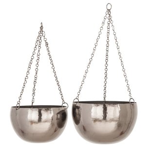 Pot de fleurs suspendu en fer galvanisé contemporain pour l'intérieur/l'extérieur et le jardin, écologique et durable - Product Image 1