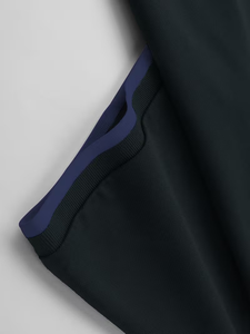 Men's Black Polyester Polo Shirt Short Sleeve Breathable Knitted Solid Color Front Logo Casual Design - Product Image 5