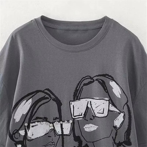 Camiseta 100% Algodón para Mujer, Otoño, Transpirable, Cuello Redondo, Conjuntos Personalizados, Diseño Sólido - Product Image 3