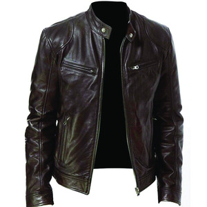 Premium Design Men's Leather <b>Jacket</b> Customized <b>Black</b> Canvas Stand Collar Eco-Friendly Breathable Rider Bomber <b>Jacket</b> - Product Image 3