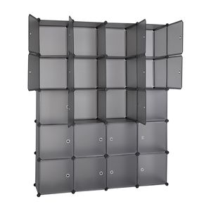 20 Contenitori Cubici Impilabili in Plastica Grigia, Armadio Modulare Multifunzionale con Asta Appendiabiti, Organizzatore - Product Image 6