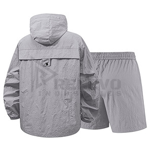 High Quality Men's Hooded Windbreaker <b>Jacket</b> With Shorts Full Sleeve <b>Lightweight</b> Quick Dry Zipper Front Casual Summer Outfit - Product Image 5