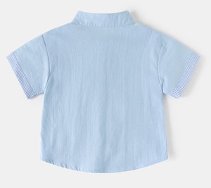 เสื้อเชิ้ตเด็กชาย คอจีน แขนสั้น สีพื้น ผ้าฝ้ายป๊อปลิน เสื้อลำลองมีกระเป๋า ทรงปกติ - Product Image 5