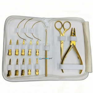 Pince à micro-perles professionnelle de haute qualité pour extensions de cheveux, plaquée or, logo personnalisé, acier inoxydable de qualité chirurgicale - Product Image 1