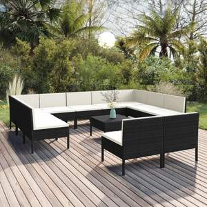 Ensemble de salon de jardin en rotin PE noir avec structure en acier thermolaqué et polyester, mobilier d'extérieur durable - Product Image 1