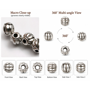 Al por mayor Cuentas espaciadoras de metal plateado blanco de 5mm y 4mm, forma de donut/calabaza, Shree Ambikanath, para fabricación de joyas DIY y suministros de manualidades Opp - Product Image 3