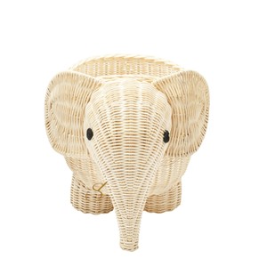 Elephant Rattan Storage Basket Woven Animal Shaped Toy Organizer <b>Bin</b> Cute Safari Nursery Hamper Natural <b>Wicker</b> - Product Image 2