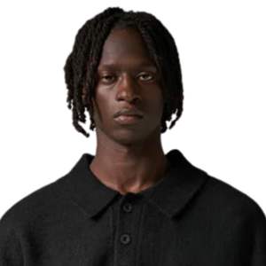 Pull en maille à manches longues pour homme, noir, doux, texturé, col boutonné, pull décontracté d'hiver, mélange de coton, OEM - Product Image 5