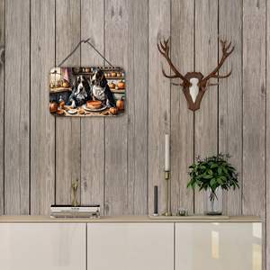 Multicolor NEW Basset Hound Fall Kitchen Pumpkins Aluminum Metal <b>Sign</b> 8HX12W <b>Door</b> Hanging Wall Plaque <b>for</b> Home Decor <b>for</b> Wall - Product Image 4