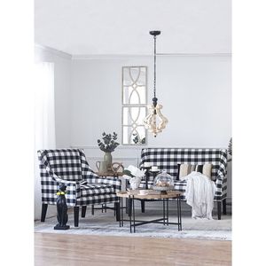 Lampadario in legno di campagna francese bianco per lampadario da soggiorno luce a sospensione con lampadina non inclusa - Product Image 2