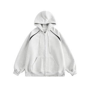 Sweat à capuche en coton tricoté personnalisé pour femmes, respirant, décontracté, à manches longues, avec fermeture éclair et épaules tombantes - Product Image 1