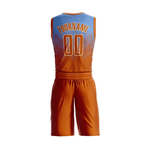 Ensemble de maillots de basket-ball personnalisés haute performance, sublimés, dégradé orange et bleu, évacuation de l'humidité, unisexe, vêtements d'équipe pour adultes - Product Image 2