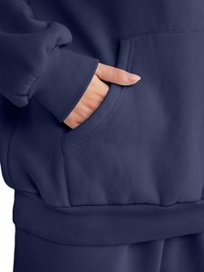 Ladies Pullover Hoodie with Matching Pants Two Piece <b>Set</b> Cozy Warm Sweat Suit Stylish Daily Wear Tracksuit for Womens - Product Image 6