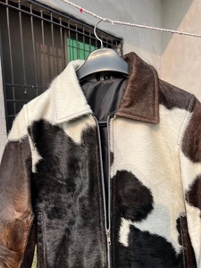 Custom Cowhide Denim <b>Leather</b> <b>Jacket</b> for <b>Mens</b> Hair on Hide Cow Boy Personalized Trucker <b>Leather</b> <b>Jackets</b> - Product Image 4