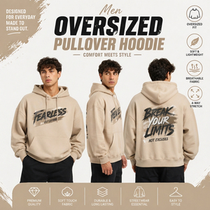 Sweat à capuche imprimé oversize pour homme en molleton de coton, 350 GSM, en tissu éponge français, coupe épaules tombantes, pour l'hiver - Product Image 4