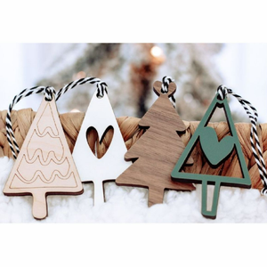 Ornement de Noël en bois écologique pour oiseaux, décoration rustique découpée au laser à suspendre à l'arbre, en forme de cœur, en bois naturel, pour les fêtes - Product Image 5