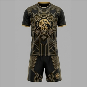 Conjunto de Camiseta de Fútbol para Hombre Mighty Eagles, Diseño Geométrico Negro y Dorado, Sublimado, Transpirable, Corte Regular, para Todas las Temporadas - Product Image 1