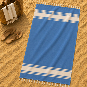 Toalla Fouta de algodón con diseño de rayas de buena calidad al precio más bajo, toalla de playa Fouta para uso multipropósito. - Product Image 1