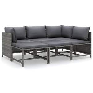Conjunto de Muebles de Jardín de Ratán PE Gris 100% Poliéster con Acero con Recubrimiento en Polvo, Muebles de Exterior Premium - Product Image 3