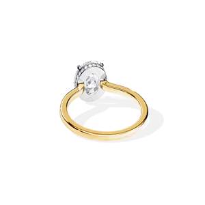 Women's 14K Gold Plated Oval Cut Diamond Engagement Ring Prong Setting floral Style - Product Image 4