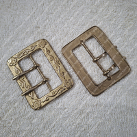 Boucle de ceinture vintage florale en laiton massif, double ardillon, rectangulaire, pour la fabrication de ceintures décontractées TT-7936