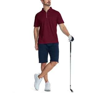 Polo pour hommes en gros, personnalisé, haute qualité, avec fermeture éclair quart, T-shirt de golf à manches courtes en tissu respirant, Polo zippé - Product Image 3