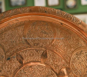 Bandeja de Servicio de Cocina de Cobre Antiguo, Martillada a Mano, Plato Redondo Grande Vintage, Tamaño Personalizado, Vajilla Decorativa, Bandeja de Una Sola Capa para Alimentos - Product Image 6